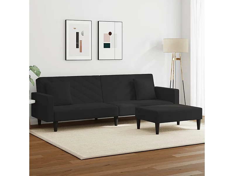 Ensemble de canapés 2 pcs avec coussins noir velours