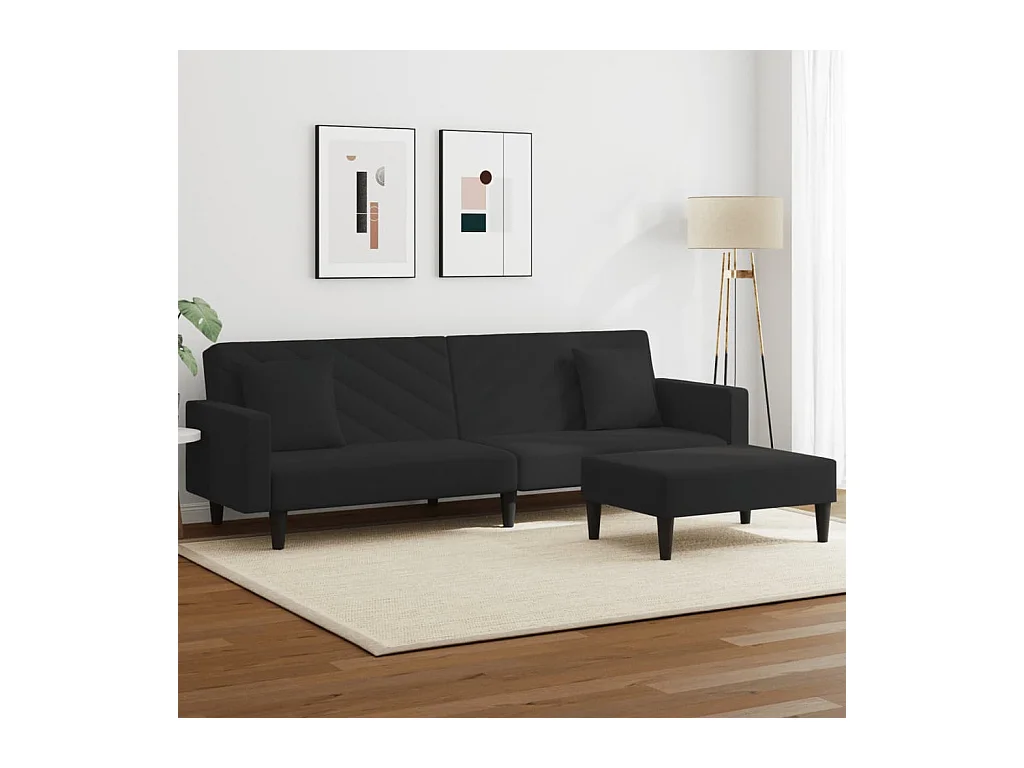 Ensemble de canapés 2 pcs avec coussins noir velours