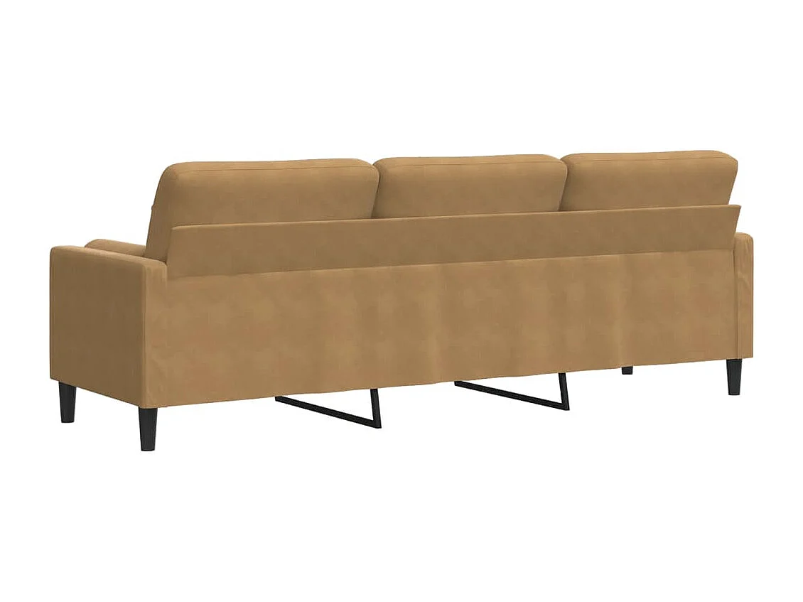 Canapé 3 places avec oreillers décoratifs marron 210 cm velours