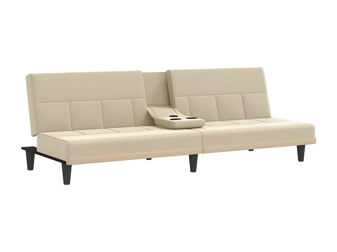 Sofá cama con portavasos tela color crema