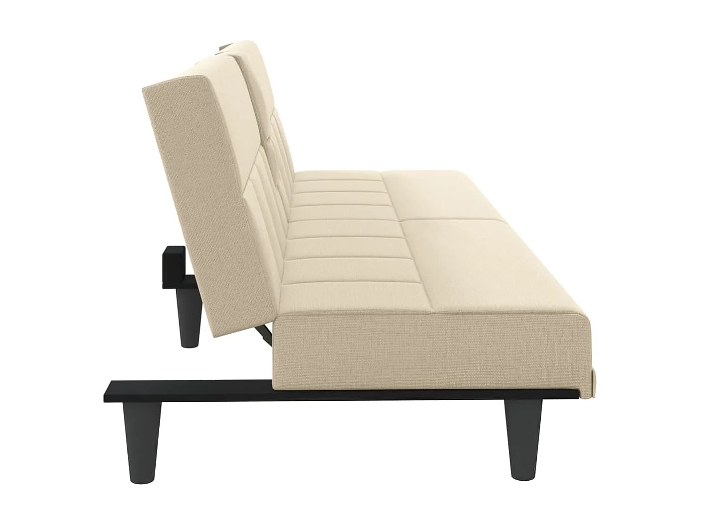 Divano letto con portabicchieri tessuto crema