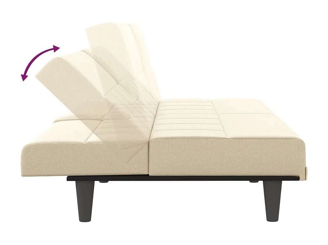 Divano letto con portabicchieri tessuto crema