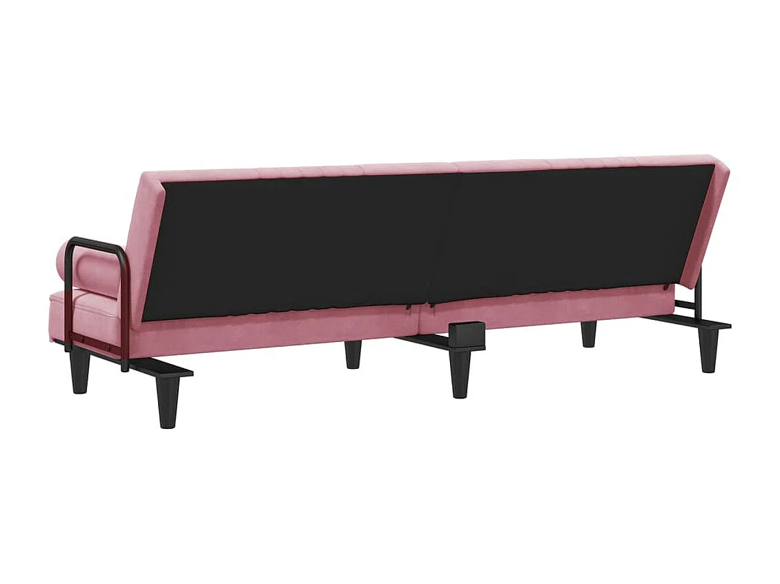 Sofá cama com braços veludo rosa