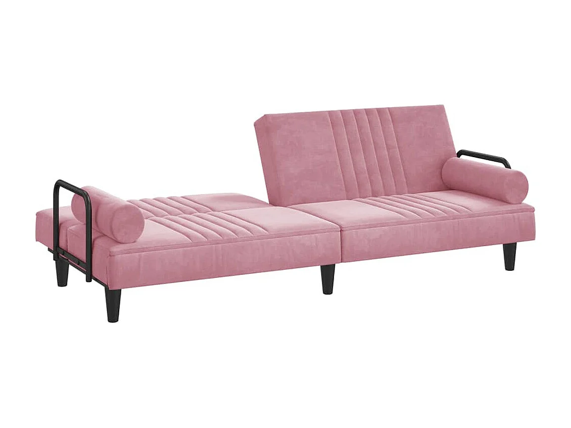 Sofá cama com braços veludo rosa