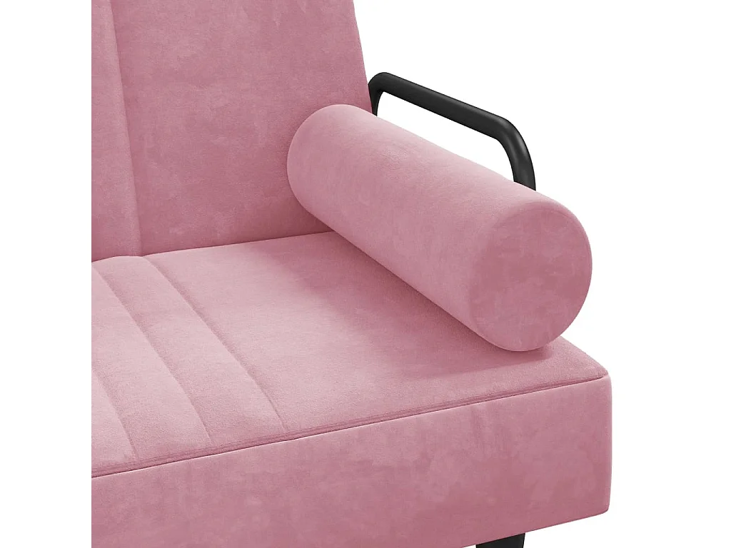 Sofá cama com braços veludo rosa