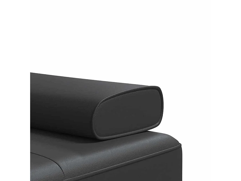 Sofá-cama preto em L 255x140x70 cm couro sintético