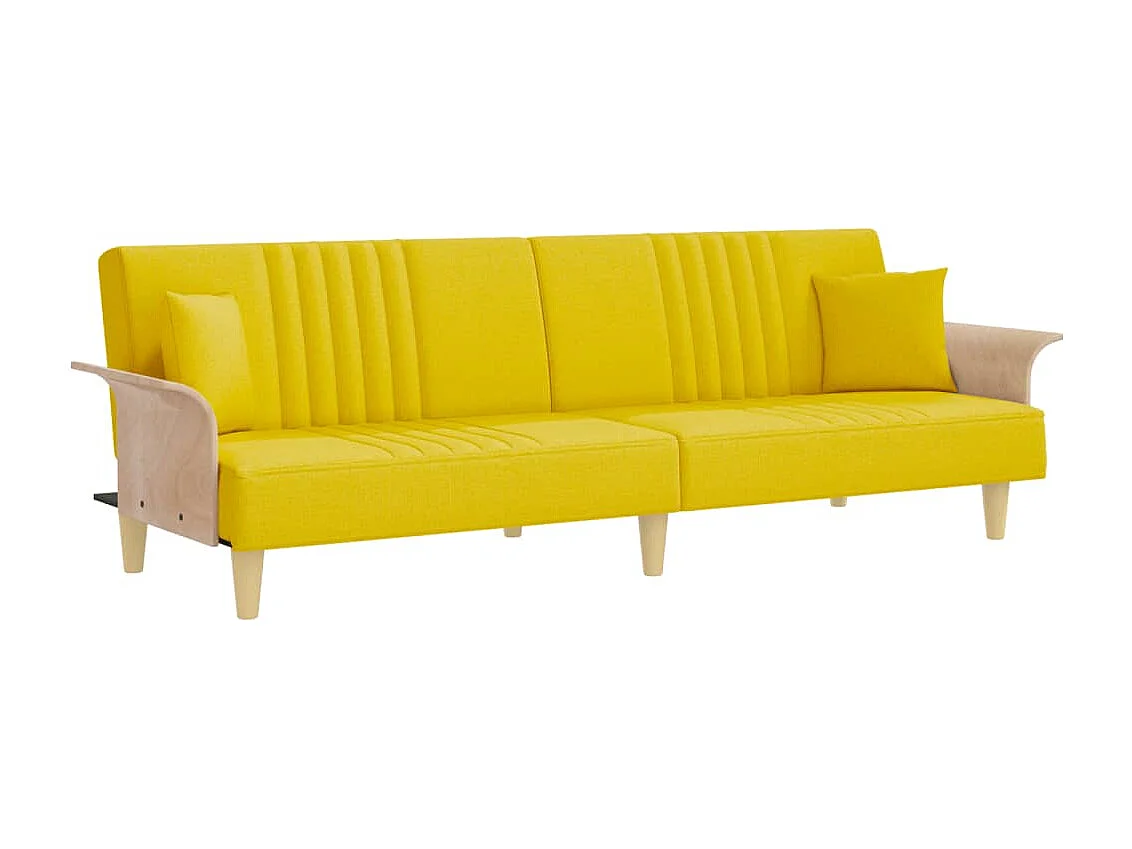 Schlafsofa mit Armlehnen hellgelber Stoff