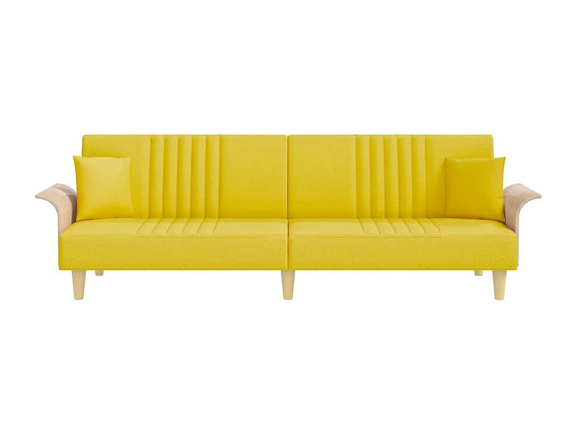 Schlafsofa mit Armlehnen hellgelber Stoff
