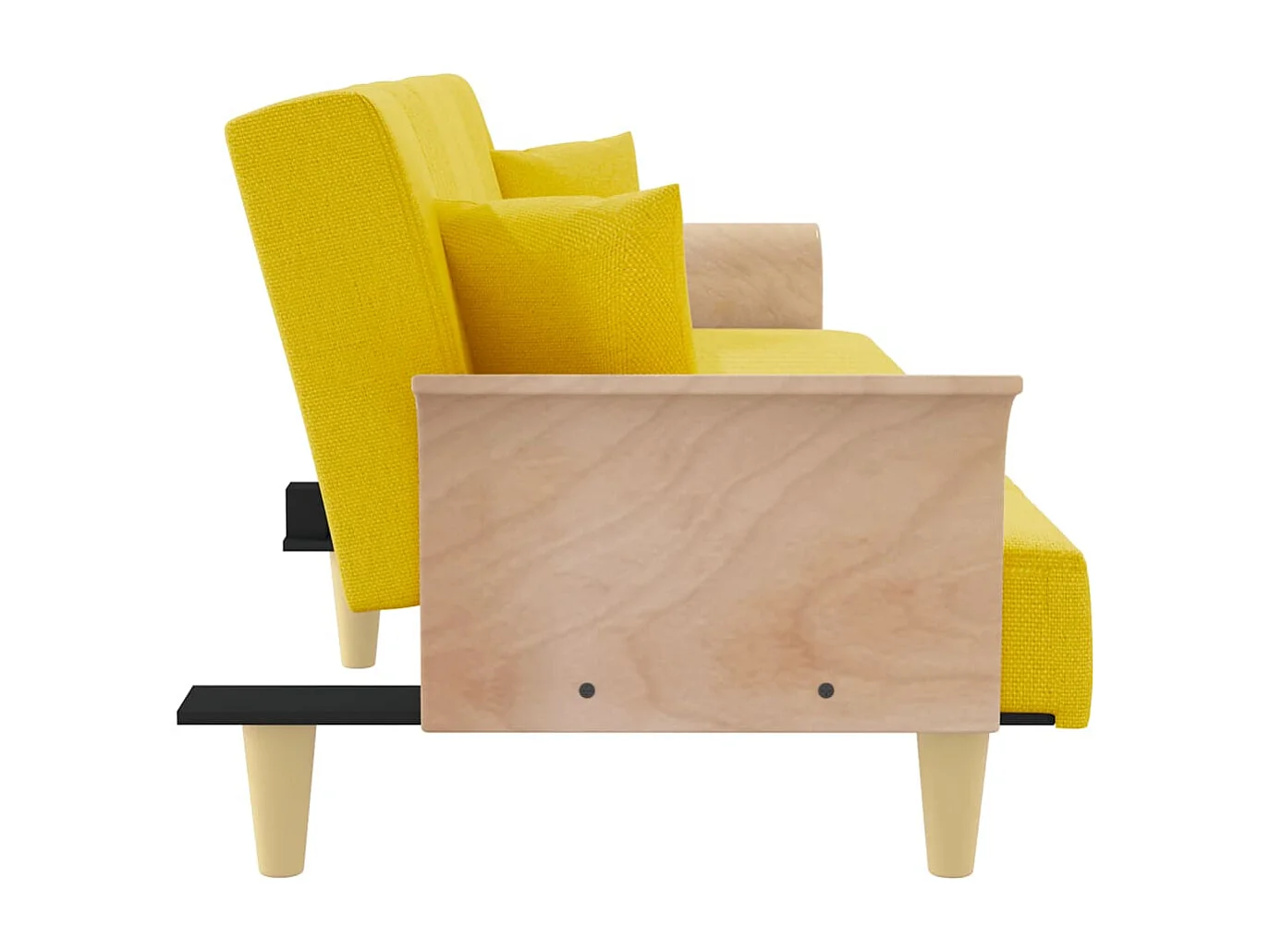 Schlafsofa mit Armlehnen hellgelber Stoff