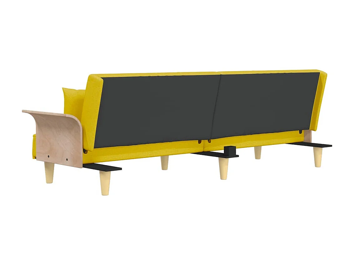 Schlafsofa mit Armlehnen hellgelber Stoff