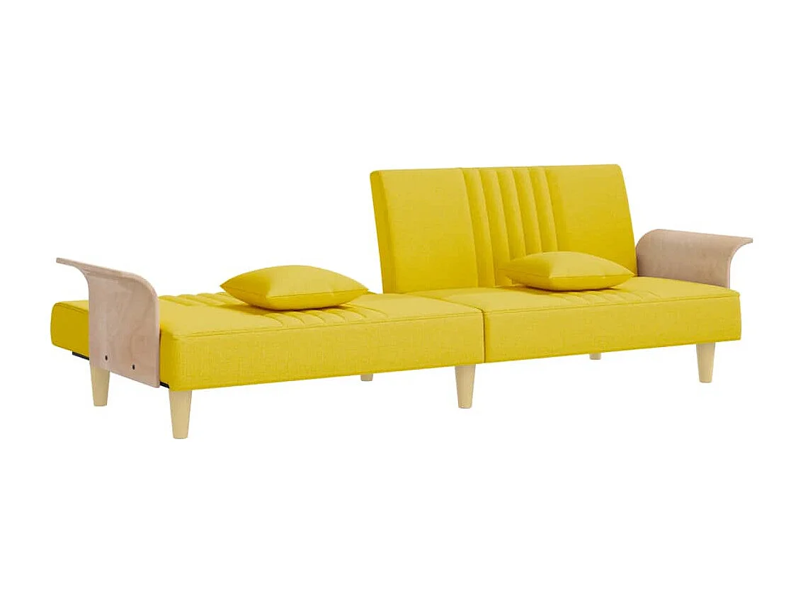 Schlafsofa mit Armlehnen hellgelber Stoff