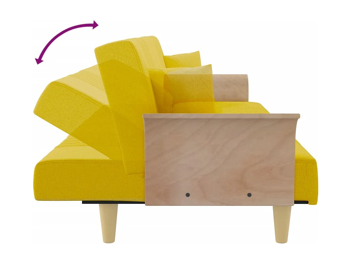 Schlafsofa mit Armlehnen hellgelber Stoff