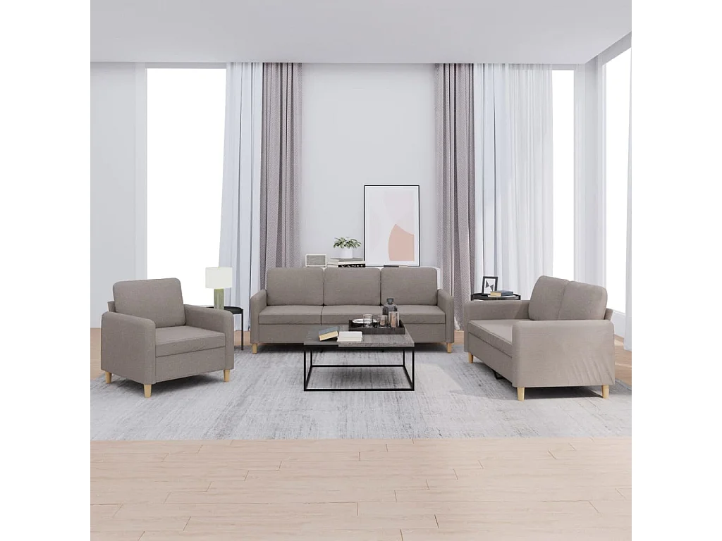 Ensemble de canapés 3 pcs avec coussins Taupe Tissu