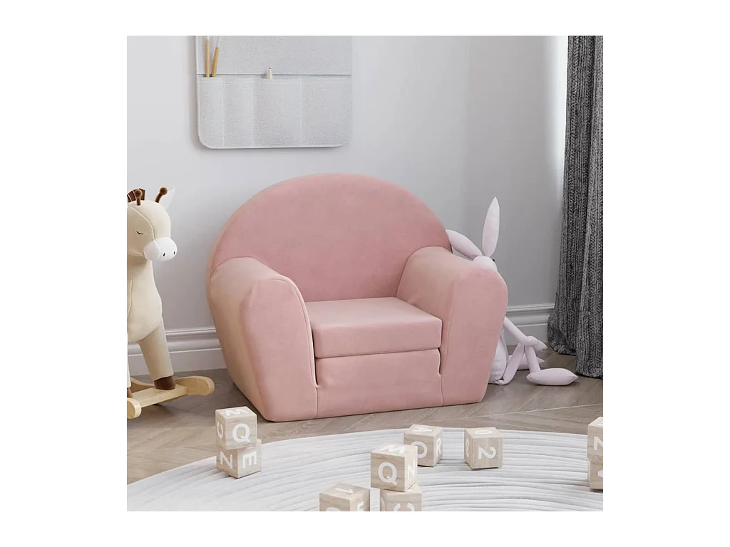 Divano letto per bambini in morbido peluche rosa