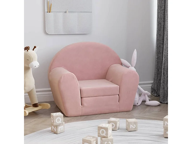Divano letto per bambini in morbido peluche rosa