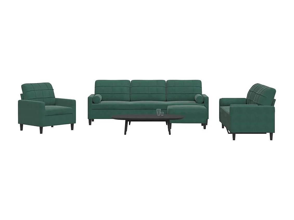 Conjunto de sofá de 4 piezas con cojines y almohadones de terciopelo