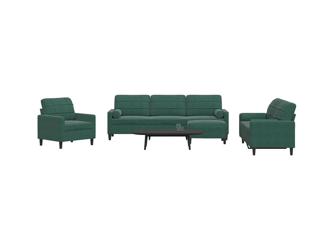 Ensemble de canapés 4 pcs avec coussins et traversins velours