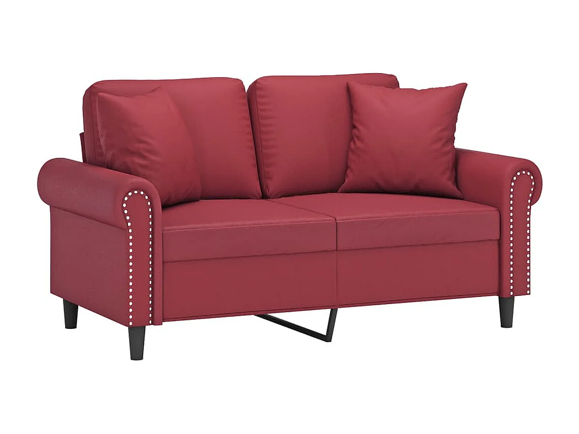 Divano 2 posti con cuscini bordeaux 120 cm similpelle