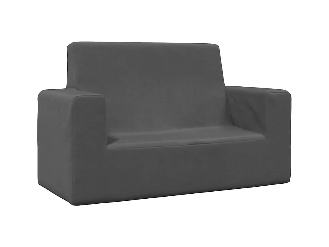 Canapé pour enfants à 2 places Anthracite Peluche douce