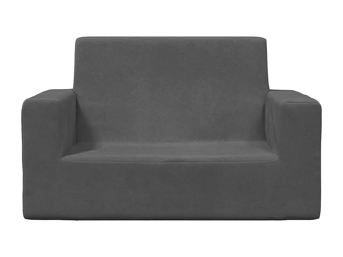 Divano per bambini a 2 posti antracite morbido peluche