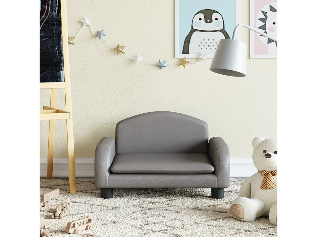 Divano per bambini grigio 50x40x30 cm similpelle