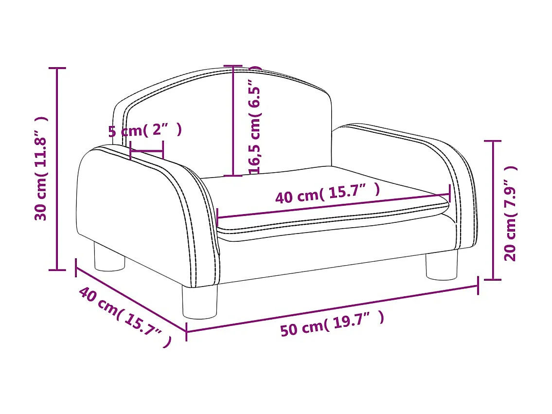 Divano per bambini grigio 50x40x30 cm similpelle