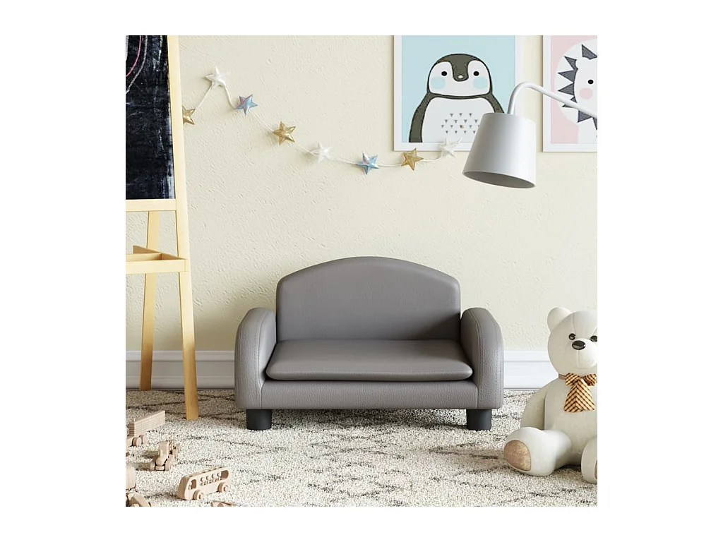 Canapé pour enfants gris 50x40x30 cm similicuir