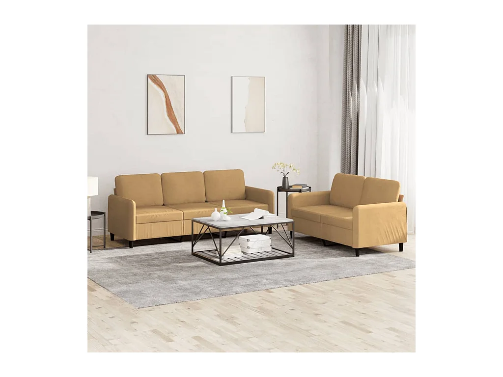 Set di 2 divani in velluto marrone