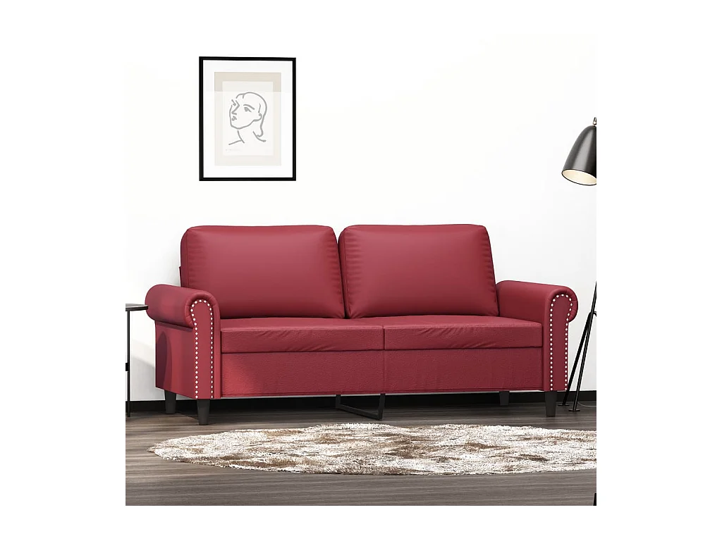 Canapé à 2 places Rouge bordeaux 140 cm Similicuir
