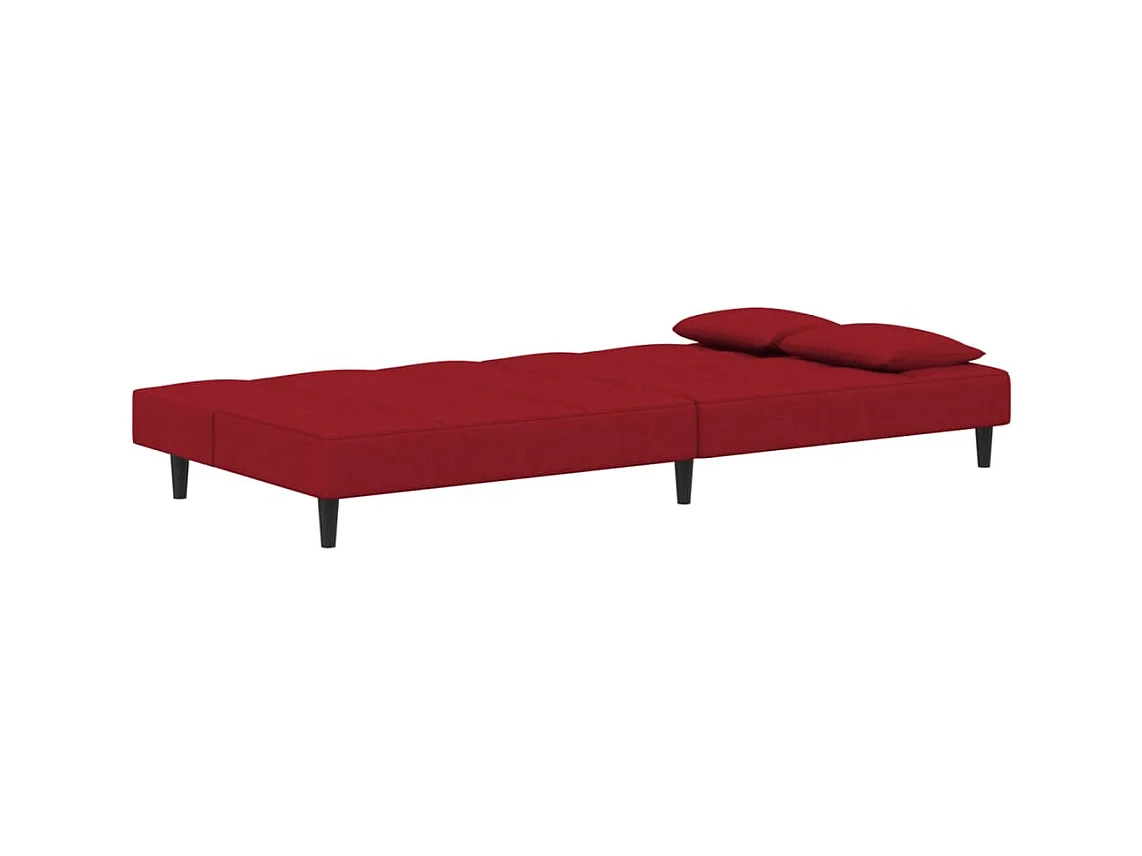 Canapé-lit à 2 places et deux oreillers Rouge bordeaux Velours