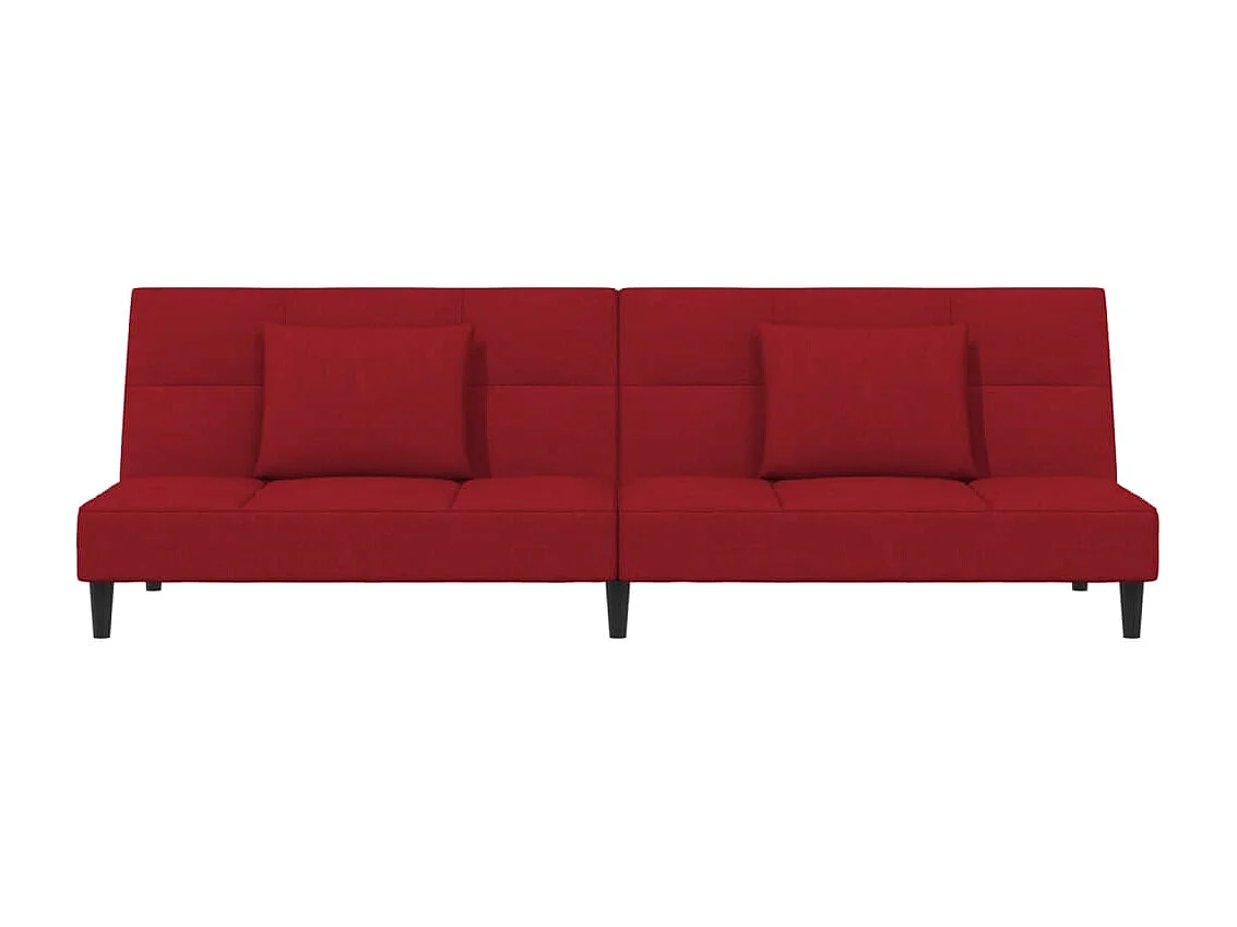Canapé-lit à 2 places et deux oreillers Rouge bordeaux Velours