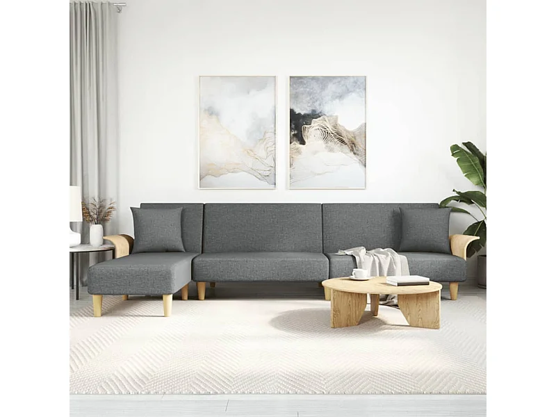 Sofá cama en forma de L gris oscuro 279x140x70 cm tejido
