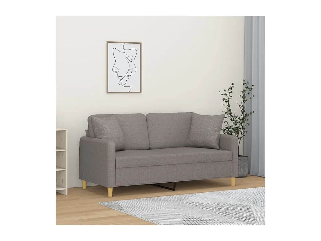 Canapé 2 places avec oreillers décoratifs taupe 140 cm tissu