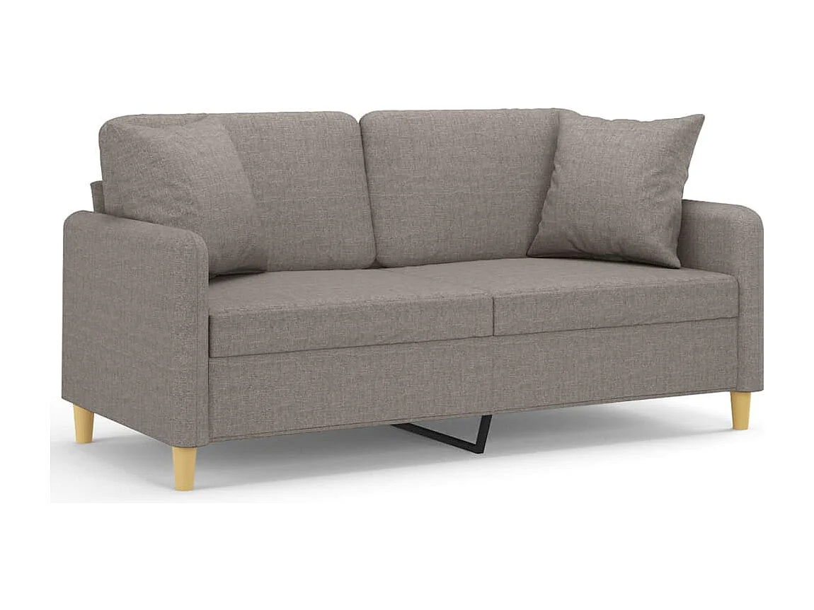 Canapé 2 places avec oreillers décoratifs taupe 140 cm tissu