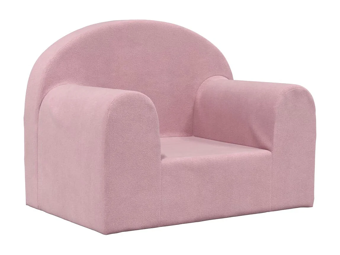 Sofá infantil rosa de pelúcia macia