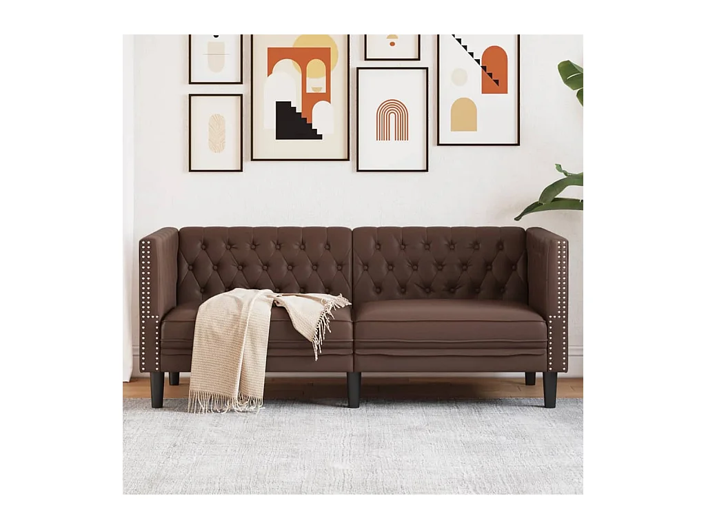 Divano Chesterfield in similpelle marrone a 2 posti