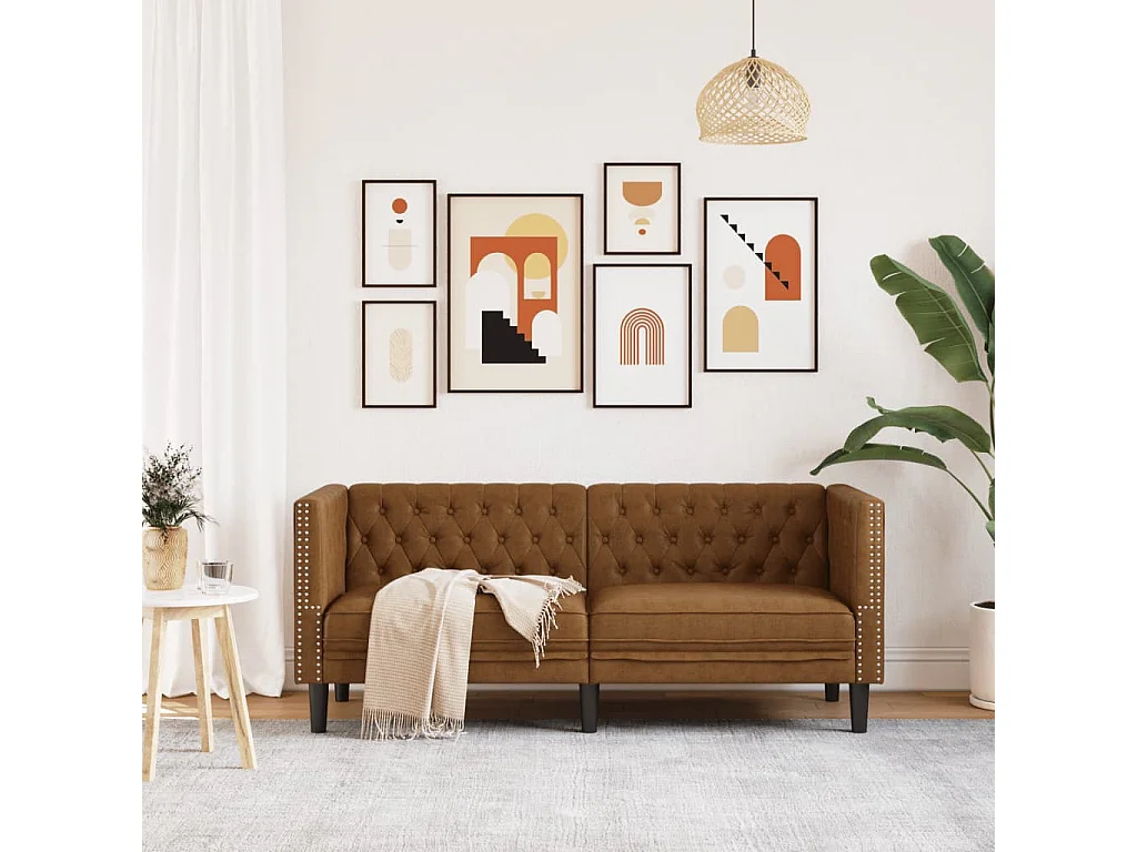 Chesterfield 2-Sitzer-Sofa aus braunem Wildlederimitat