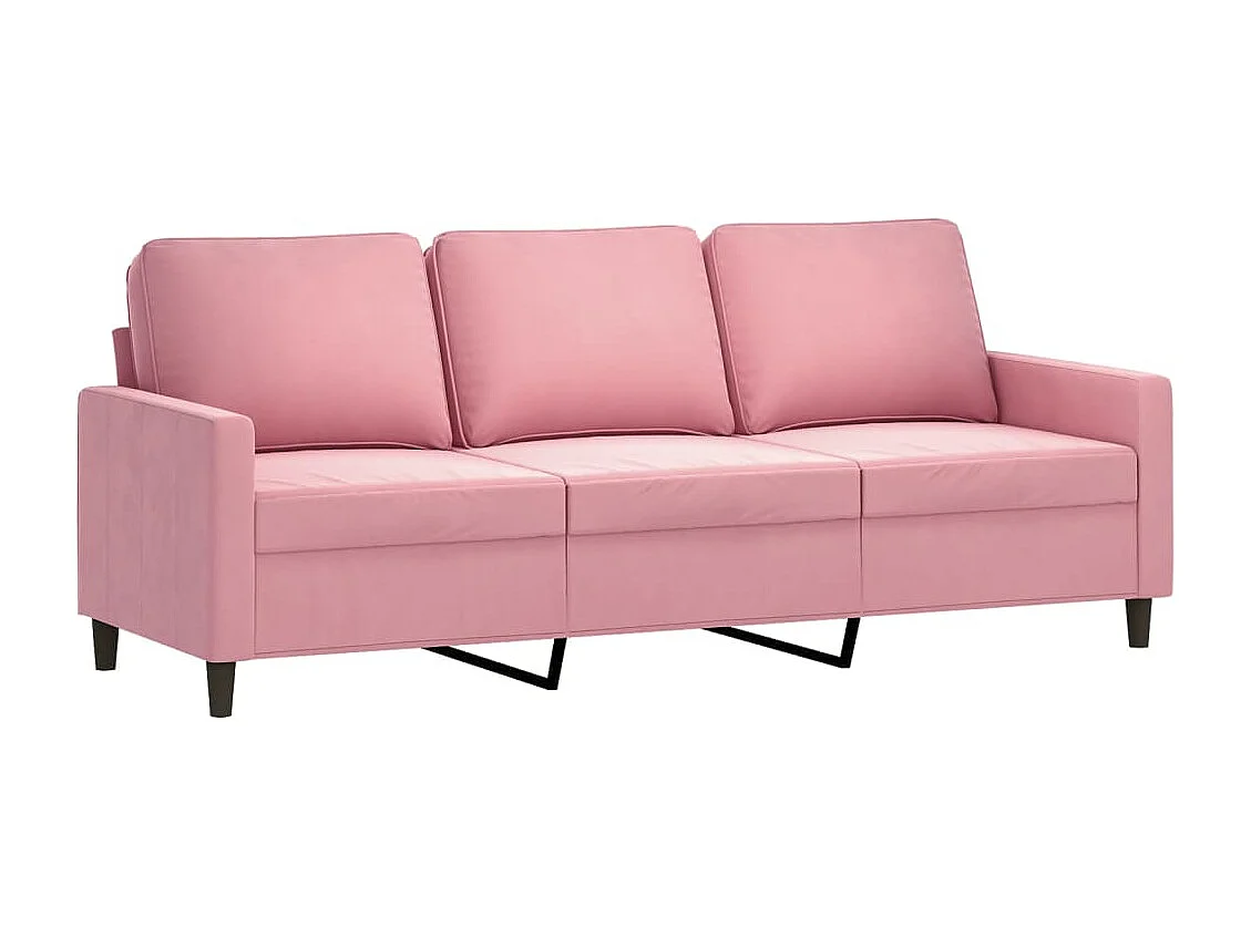 Set di 3 divani con cuscini in velluto rosa