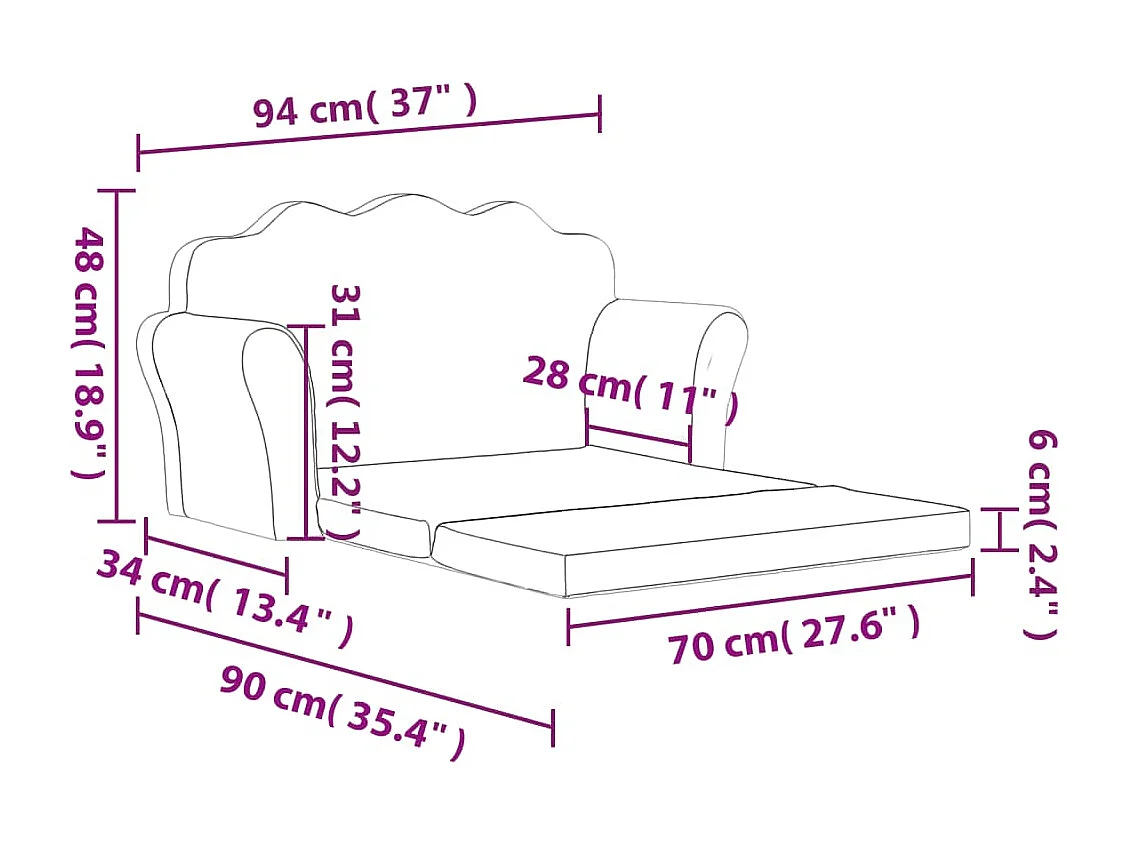 Divano letto per bambini a 2 posti grigio chiaro stelle morbido peluche