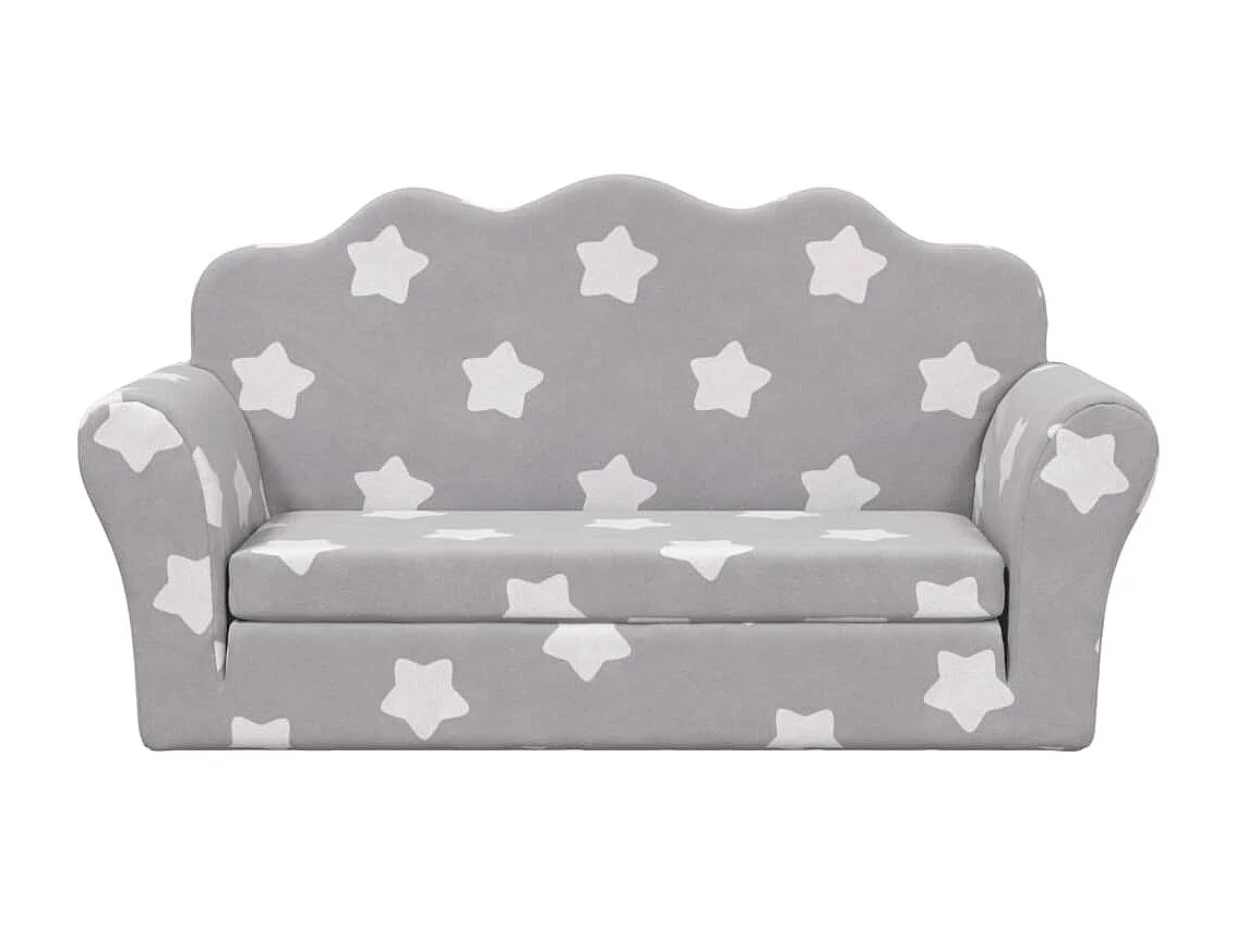 Sofá cama infantil de 2 plazas gris claro estrellas peluche suave
