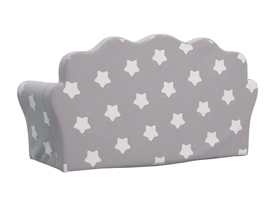 Sofá cama infantil de 2 plazas gris claro estrellas peluche suave