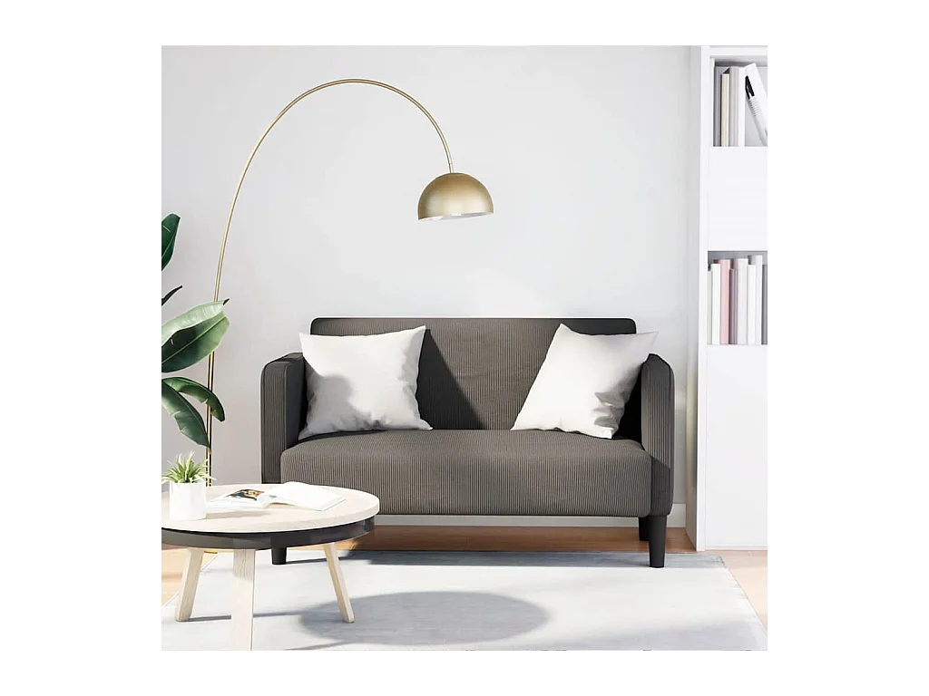 Canapé causeuse gris clair 109 cm tissu velours c?telé