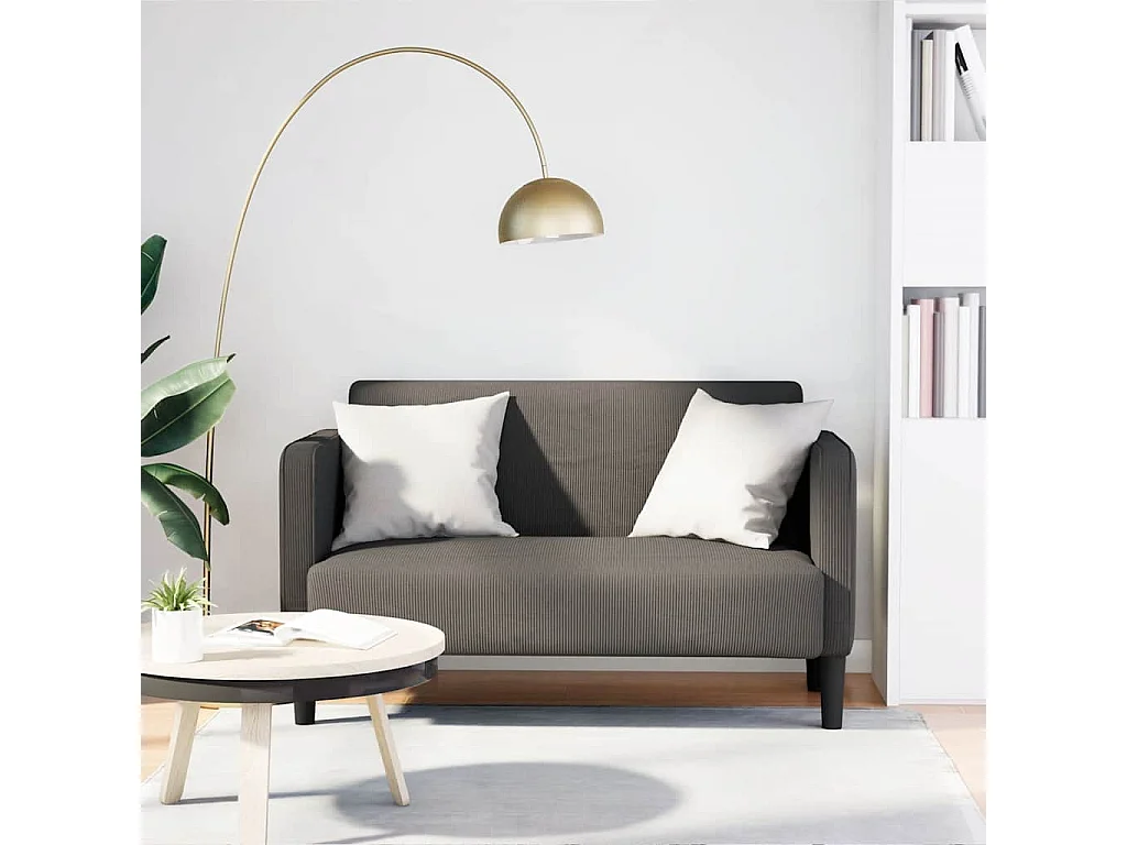 Canapé causeuse gris clair 109 cm tissu velours c?telé