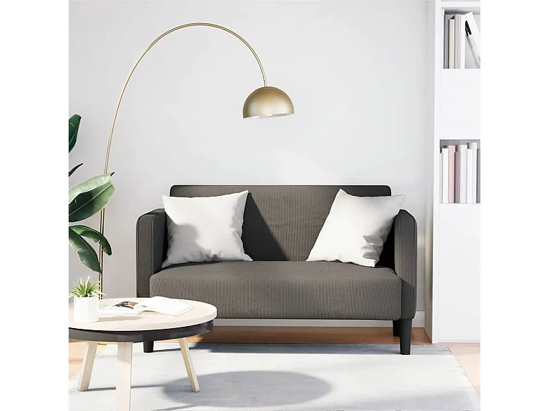 Divano a due posti grigio chiaro 109 cm tessuto velluto a coste