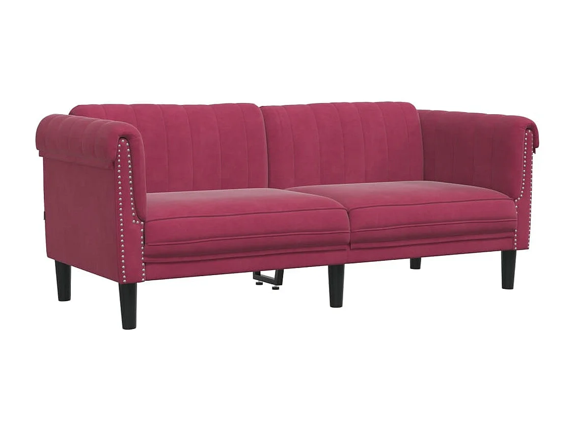 Conjunto de sofá 2 peças veludo vermelho bordô