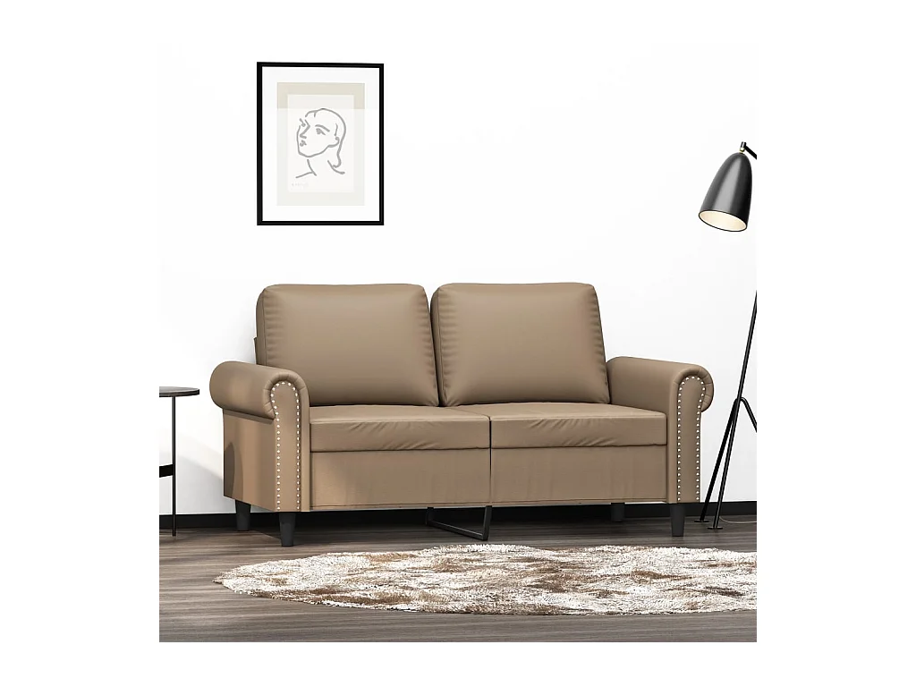Sofá 2 plazas Cappuccino 120 cm Piel sintética