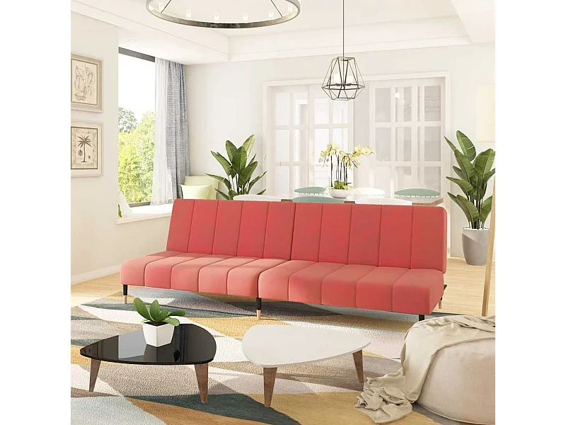 Divano letto 2 posti in velluto rosa