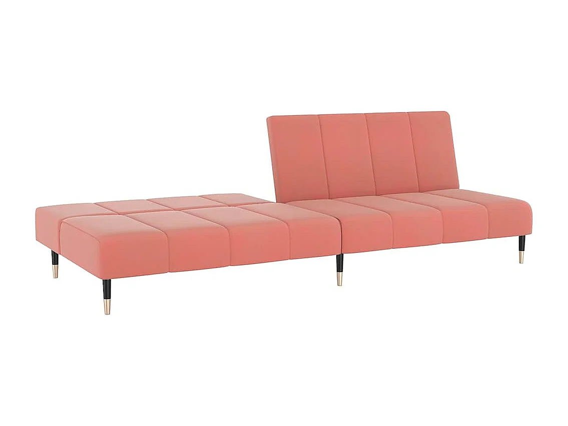 Divano letto 2 posti in velluto rosa