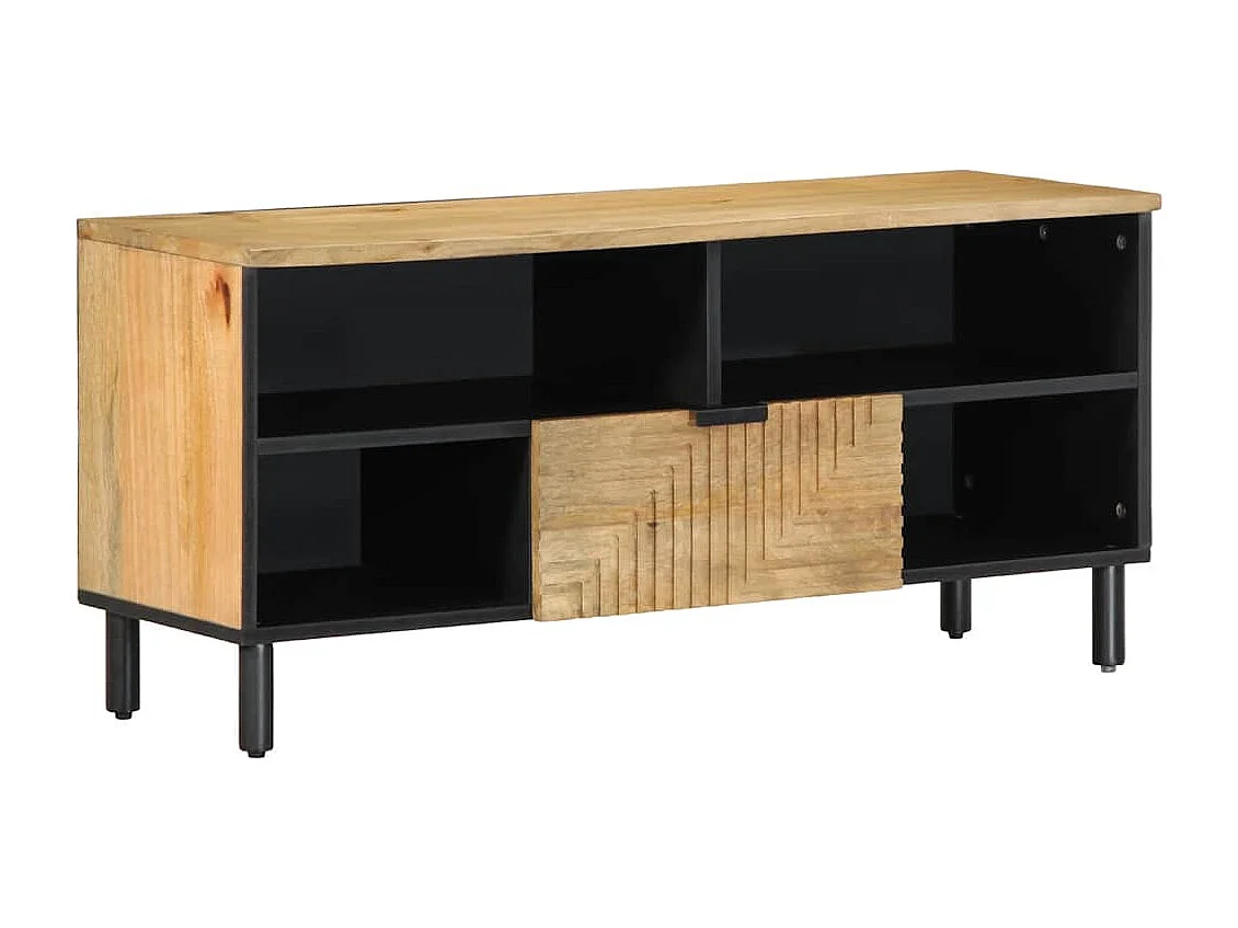 Meuble TV marron 100x33x46 cm bois massif de manguier