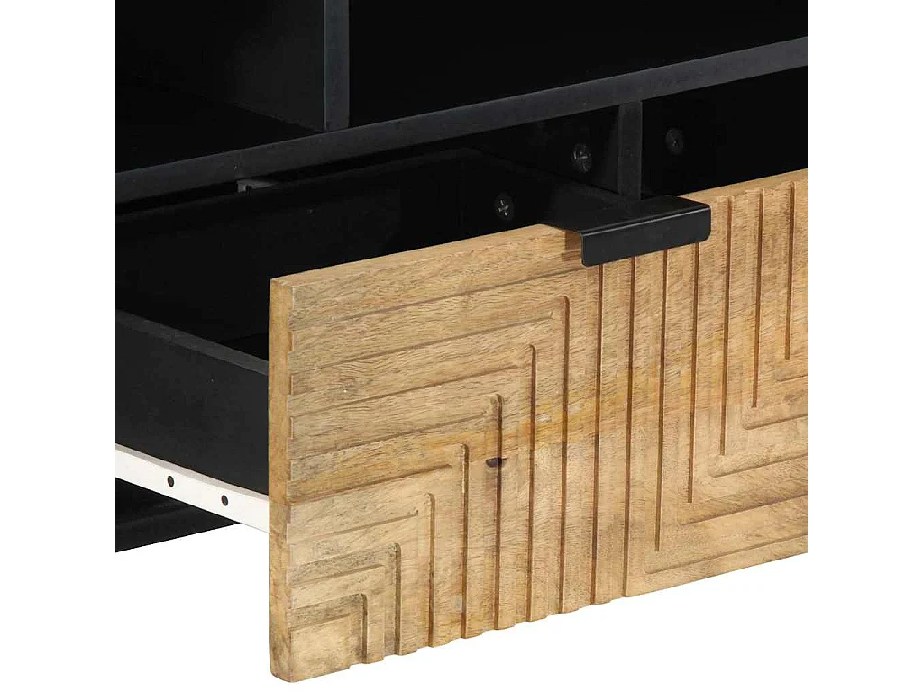 Meuble TV marron 100x33x46 cm bois massif de manguier